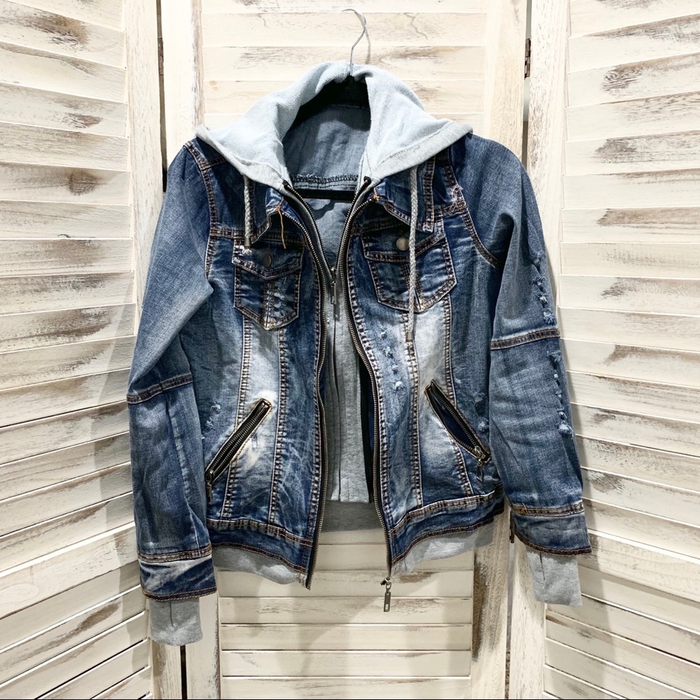 Last Two Clearance Hooded Denim Jacket - Picture 2 of 2